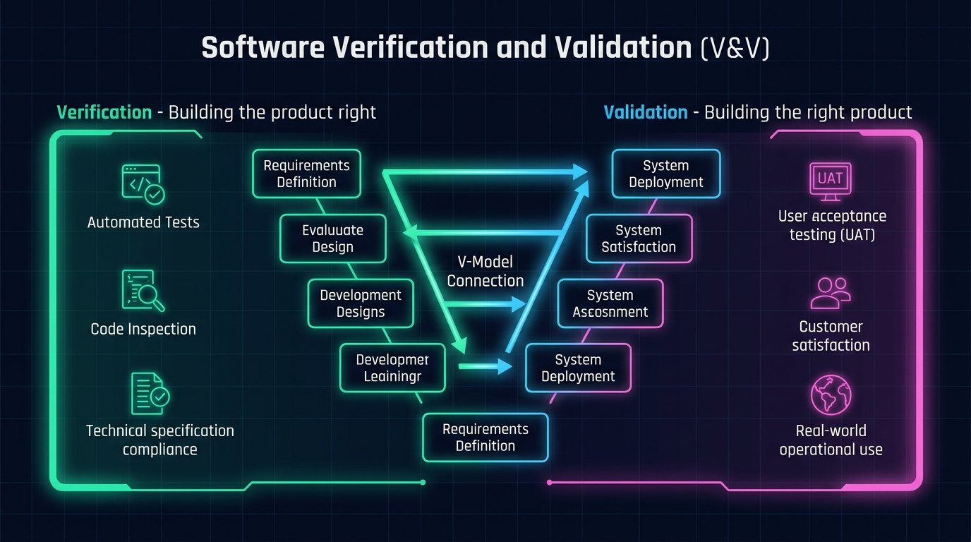Diagrama de Verificación y Validación en el Modelo en V del software